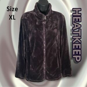 HEATKEEP Women’s Plush Full Zip Plum Purple Jacket Size XL